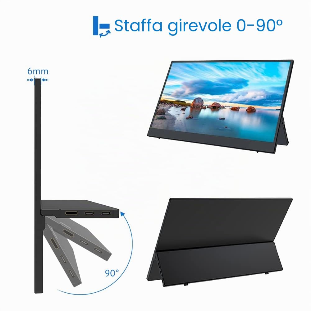 Monitor Portátil 14,1 Pollici 1080P Full HD Estensore di Schermo per Laptop Schermo IPS per Giochi di Secondo Schermo Esterno