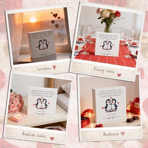 Penguin Love Wooden Sign - $6.99 with code EAXXMN95