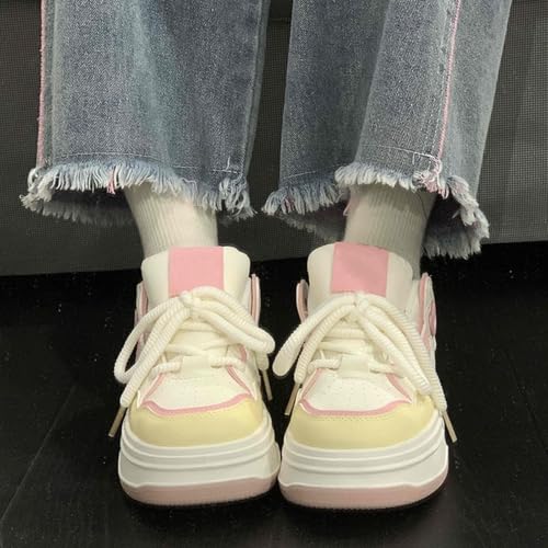 Y2K Heart Sneakers Synthetic Leather Adorable for Women Casual Kawaii Style Comfortable Skate Shoes with Heart Design4