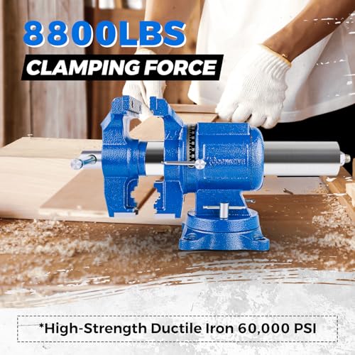 Image of 5-Inch Heavy Duty Bench Vise Ductile Iron Bench Vise 360 Multi-Purpose Bench Vice with Anvil, Clamp force 4000KG, Blue