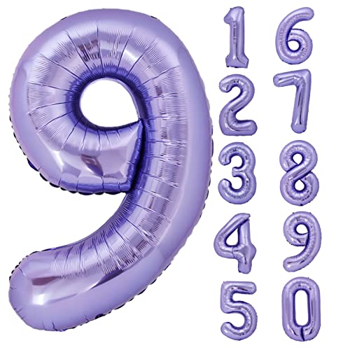 Big 40 Inch Purple Number 9 Balloon For 9Th Birthday Decorations For Girls 9 Balloon Number For On Cloud 9 Years Old Birthday Decors For Girls Kids| Purple Number 9 Balloons For Anniversary #TOP4