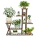 Produktbild uyoyous Blumenleiter Pflanzentreppe Blumenregal Holz 5 Ebenen Blumenständer Standregal Pflanzenregal Mehrstöckig Gartenregal Leiterregal für Innen-Balkon Wohzimmer Outdoor Garten Deko 95x95x25cm