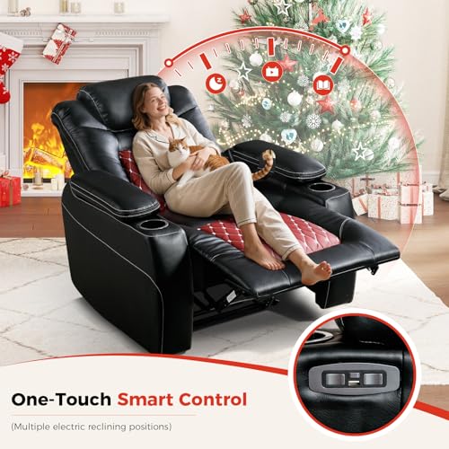 Sillón reclinable piel sintética rojo y negro miniatura 3