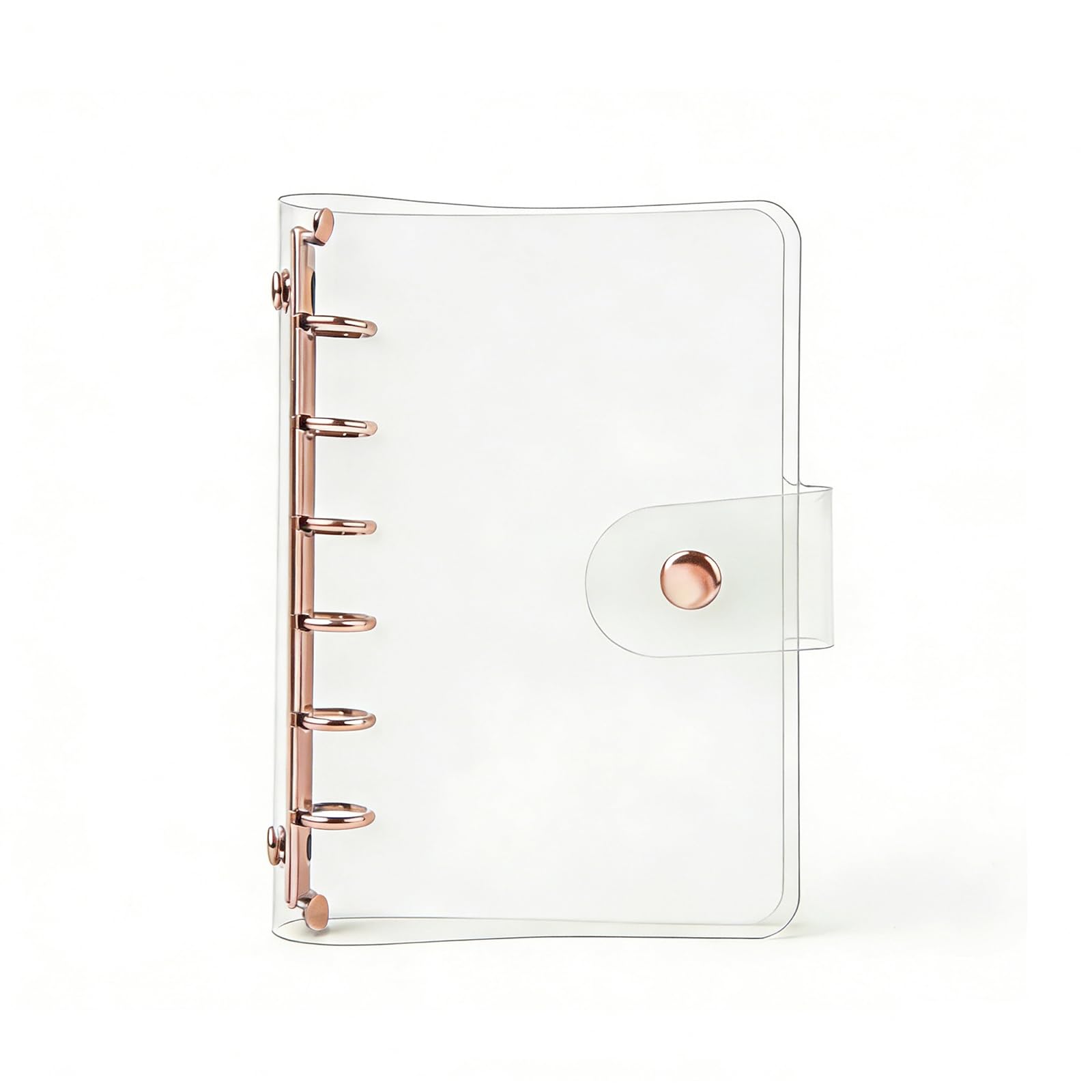 NatSumeBasics Clear A7 Binder Cover Rose Gold 6 Rings 3“ x 5" Budget Binder Folders Refillable Soft Notebook Shell Protector Binding Accessories