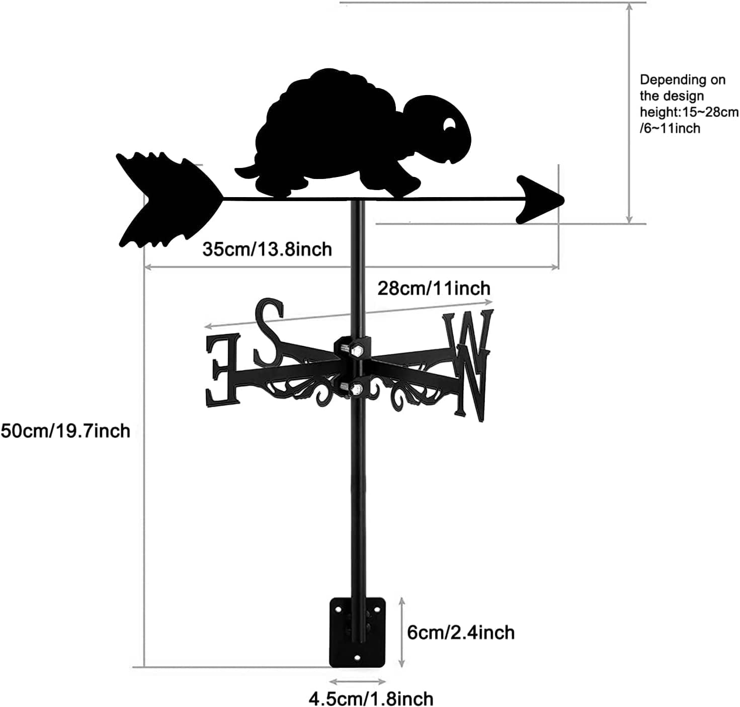 ウェザーベーン クリエイティブ ウェザーベーン 動物 カメ 装飾 風向ベーン ステンレススチール 丈夫 ウェザーベーン アウトドア