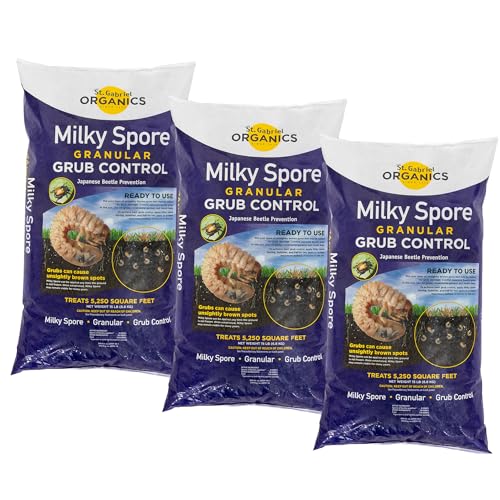 St. Gabriel Organics Milky Spore 15lbs Pack of 3 - Japanese Beetle Grub Killer Granules for Lawns