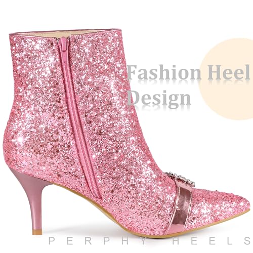 Perphy Glitter Boot Rhinestone Pointed Toe Stiletto Heel Ankle Boots for Women4
