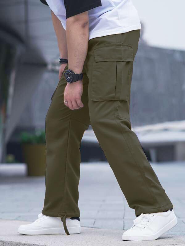 HUNGSON Mens Cargo Pants Drawstring Casual Hiking Pants Joggers Athletic Trousers Cotton Loose Straight Sweatpants for Men - Image 3
