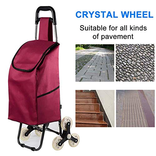 Einkaufswagen, Zusammenklappbarer Großer Und Leichter Einkaufstrolley Mit Abnehmbarer Tasche, Maximale Tragkraft 50 Kg, 39,4 L,Rot – Bild 7