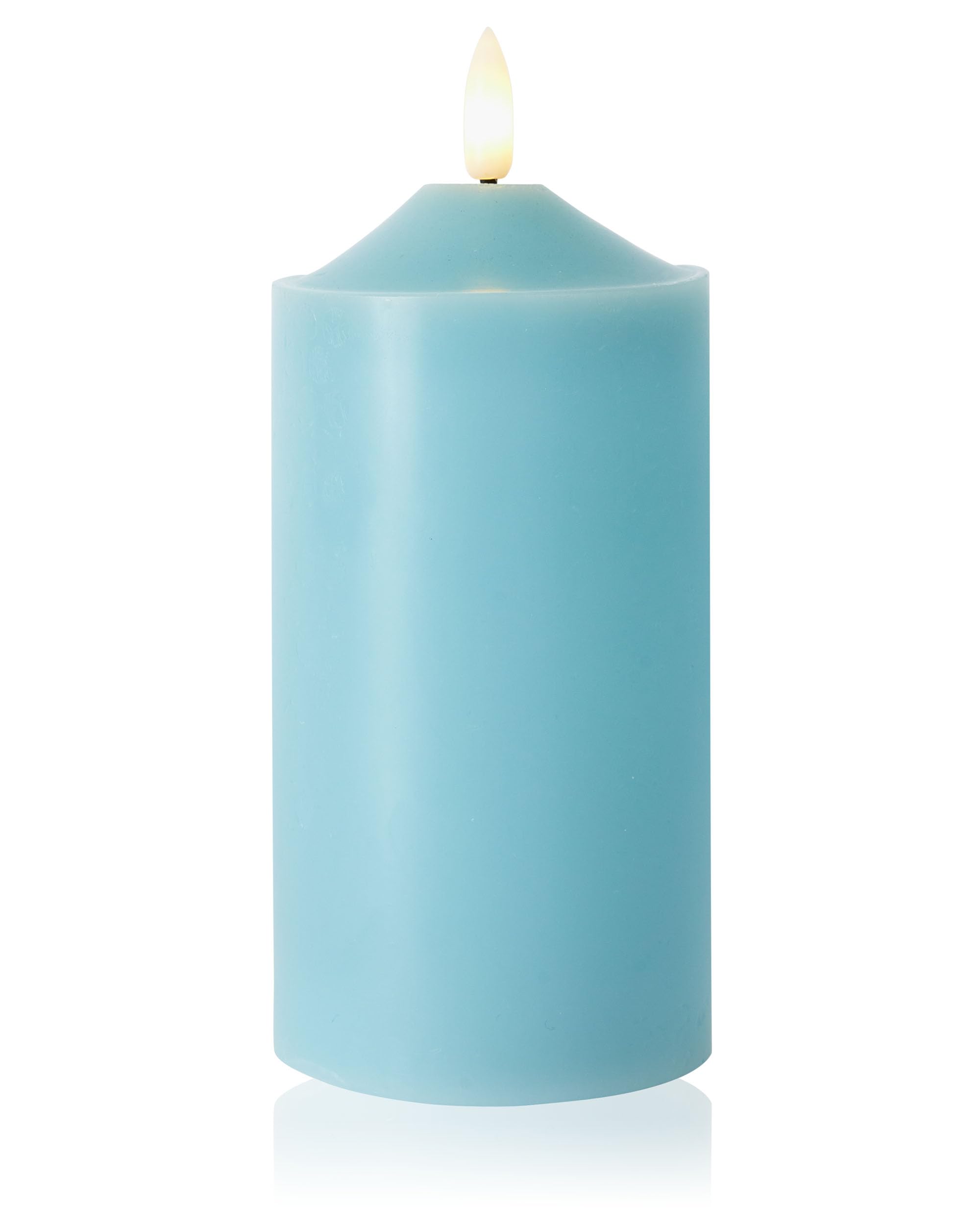 Curator Home Single Wax LED Candle – 15cm Off White Pillar Candle – Real Wax Flameless Candle, Warm White LED Leaf Wick, Battery Operated – Safe Home & Table Decoration (Duck Egg Blue)