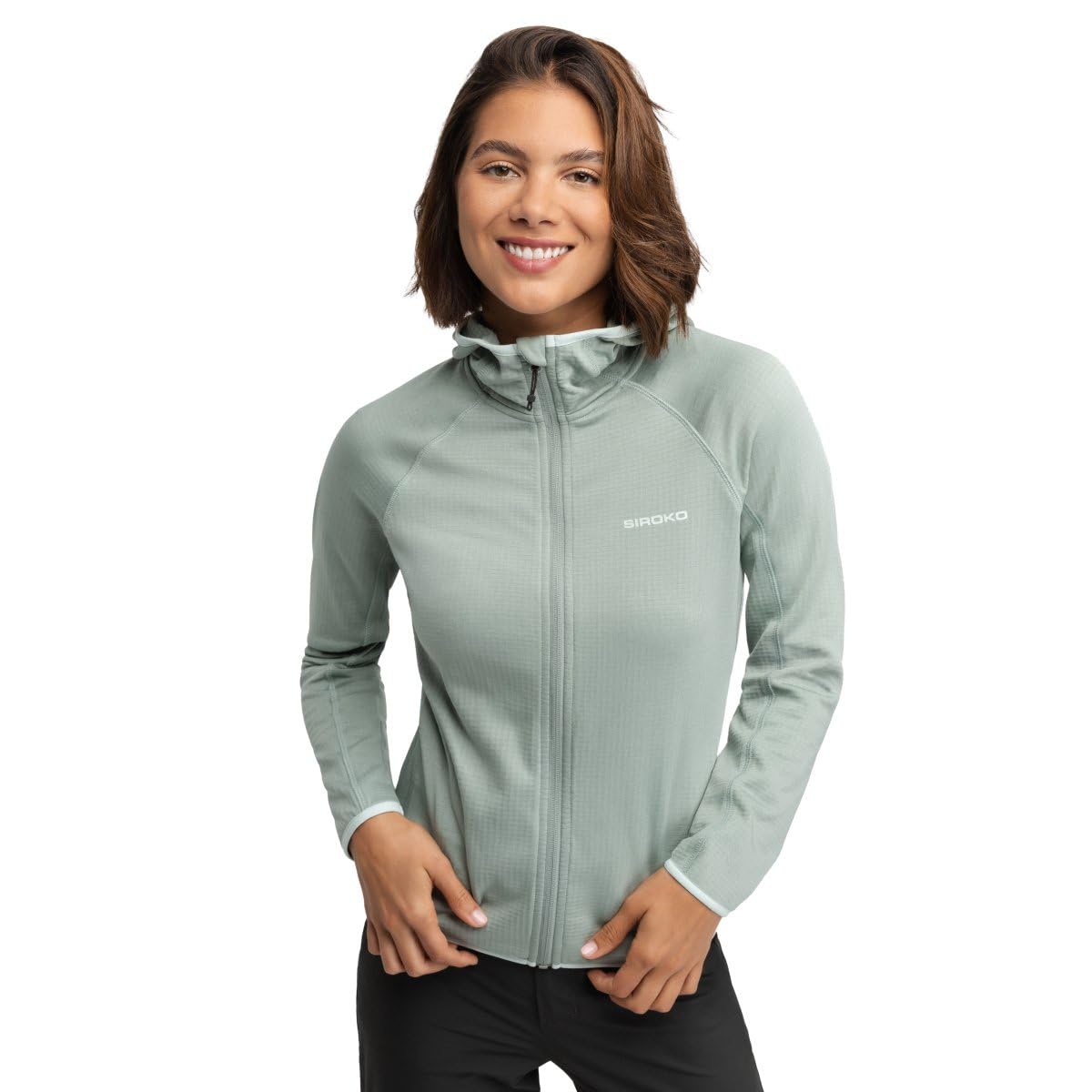SIROKO - Forro Polar de Montaña con Capucha para Mujer Ember Green - L - Verde