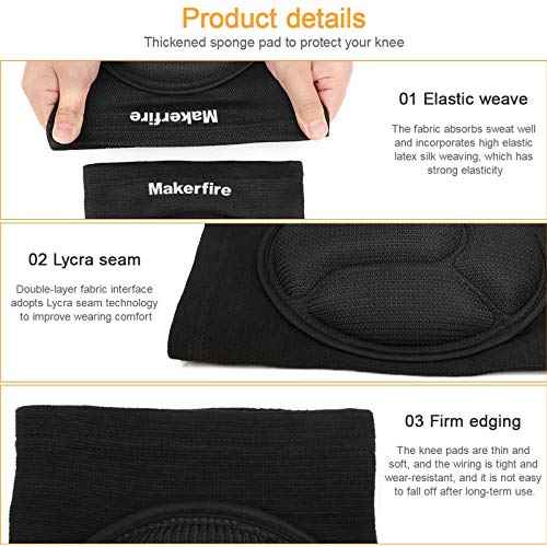 Makerfire Protective Knee Pads Knee Protector Thick Sponge Anti-Slip Collision Avoidance Knee Sleeve-1 Pair(L) - Image 8