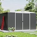 GarveeLife 10x10 Shed for Outdoor Storage, Galvanized Steel Metal Tool Sheds House with Lockable Doors, Lock & Air Vent, Large Utility Sheds for Patio Garden Lawn