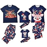 Family Matching Christmas Pajamas for Adult Letter Print Sleepwear Cotton Holiday Pjs Men Women Shor