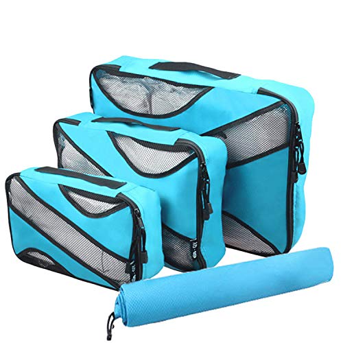 JIER Bolsas De Almacenamiento De Viaje a Prueba De Agua Ropa Embalaje Cubo Organizador De Equipaje Bolsa, Embalaje de Viaje Bolsas de Ropa Zapatos, Cosméticos Accesorios (Azul)