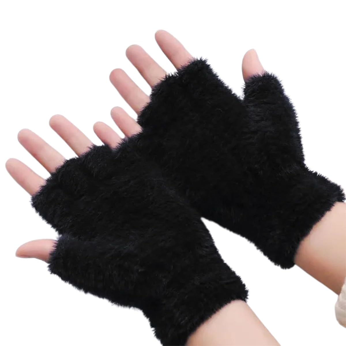 Fingerless Gloves for Men Women, Warm Thermal Soft Half Finger for Working Running Biking Driving