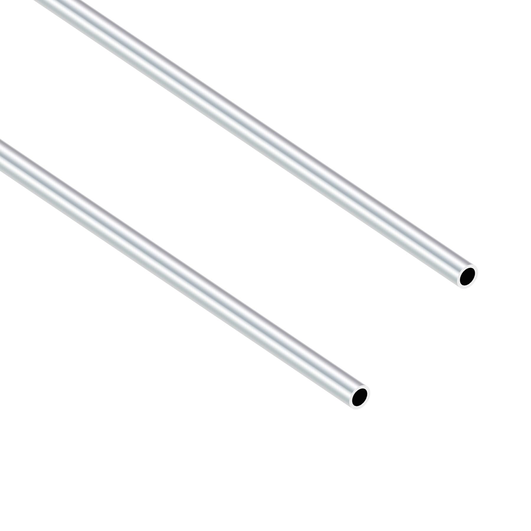 Imeistek Silver 6063 Aluminium Round Tubes, 6Mm Od 4Mm Id 400Mm Length Seamless Aluminium Tubes For Diy Model, Industrial,Decorative (2Pcs)