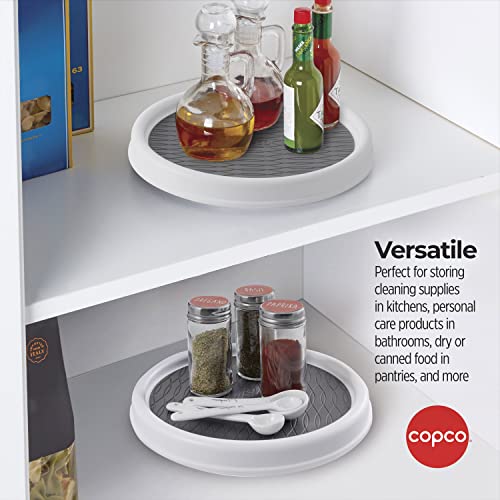 Image of Copco Lazy Susan Turntable Organizer Set of 2, 9 Inch Rotating Cabinet and Pantry Storage, Nonslip Surface with Outer Rim, Wipe Clean