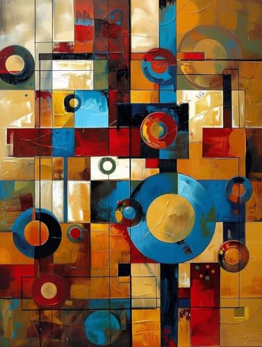 数字油絵 幾何学模様 数字塗り絵 抽象的な paint by numbers 手作りキット 大人向け 子供 手塗り DIY カラーキャンバス 絵画手芸キット デジタル油絵ブラシとアクリル絵の具付き 高齢者で簡単に塗れる ペイントバイナンバー 芸術作品 30