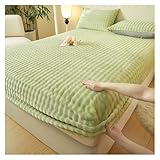 超ソフトミルクベルベットフィットシーツ、360°伸縮グリップ、静電気防止ふわふわ寝具でオールシーズン快適、グリーン、35x79インチ - 心地よい保温性ベッドカバー