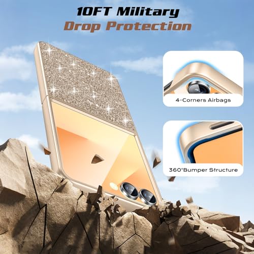 Coque Galaxy Z Flip 7 dorée scintillante fine et robuste - 6