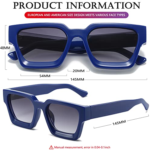 Image of AIEYEZO Square Sunglasses for Women Men Square Thick Frame Sun Glasses Simple Designer Style Shades