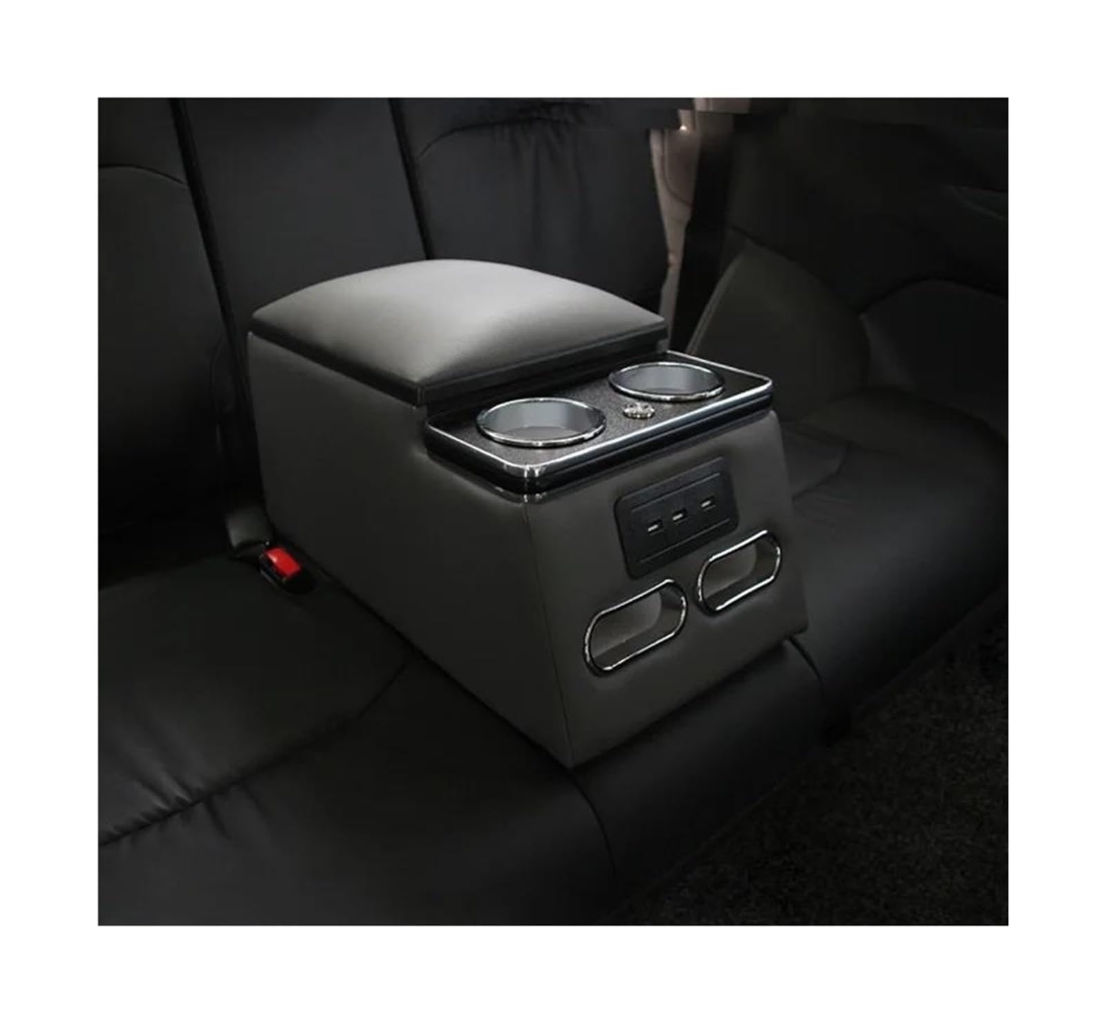 Car Interior Rear Handrail Armrest Box With Atmosphere And Charging FOR FORD For Fiesta For Ecosport For Mondeo For Kuga For Edge(Model A Black)