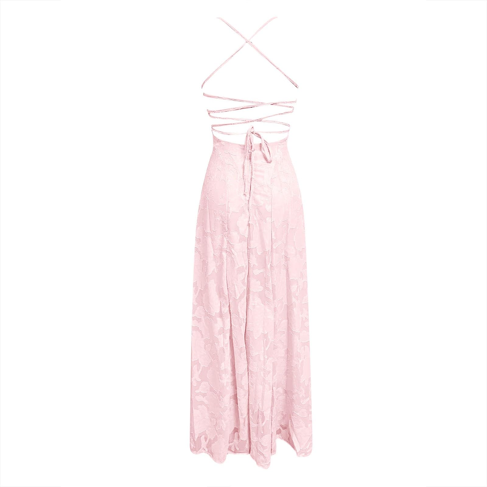 Robe de bal en jacquard pour femme - Élégante robe maxi à bretelles spaghetti - Robe de soirée longue à volants - Col carré