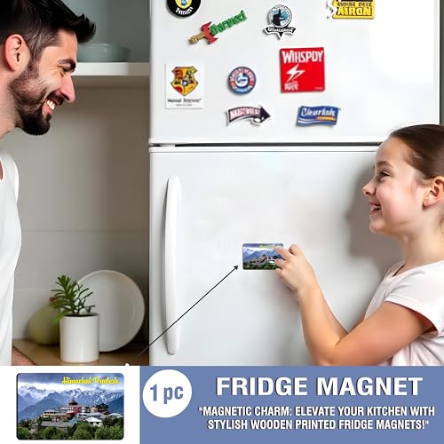 Image of Elegant Fridge Magnet with Themes |Rectangular Size Refrigerator Magnet with Magnetic Rubber Back | Pack of 1, 8.6cm X 5.4cm (Himachal Pradesh - Design 1)