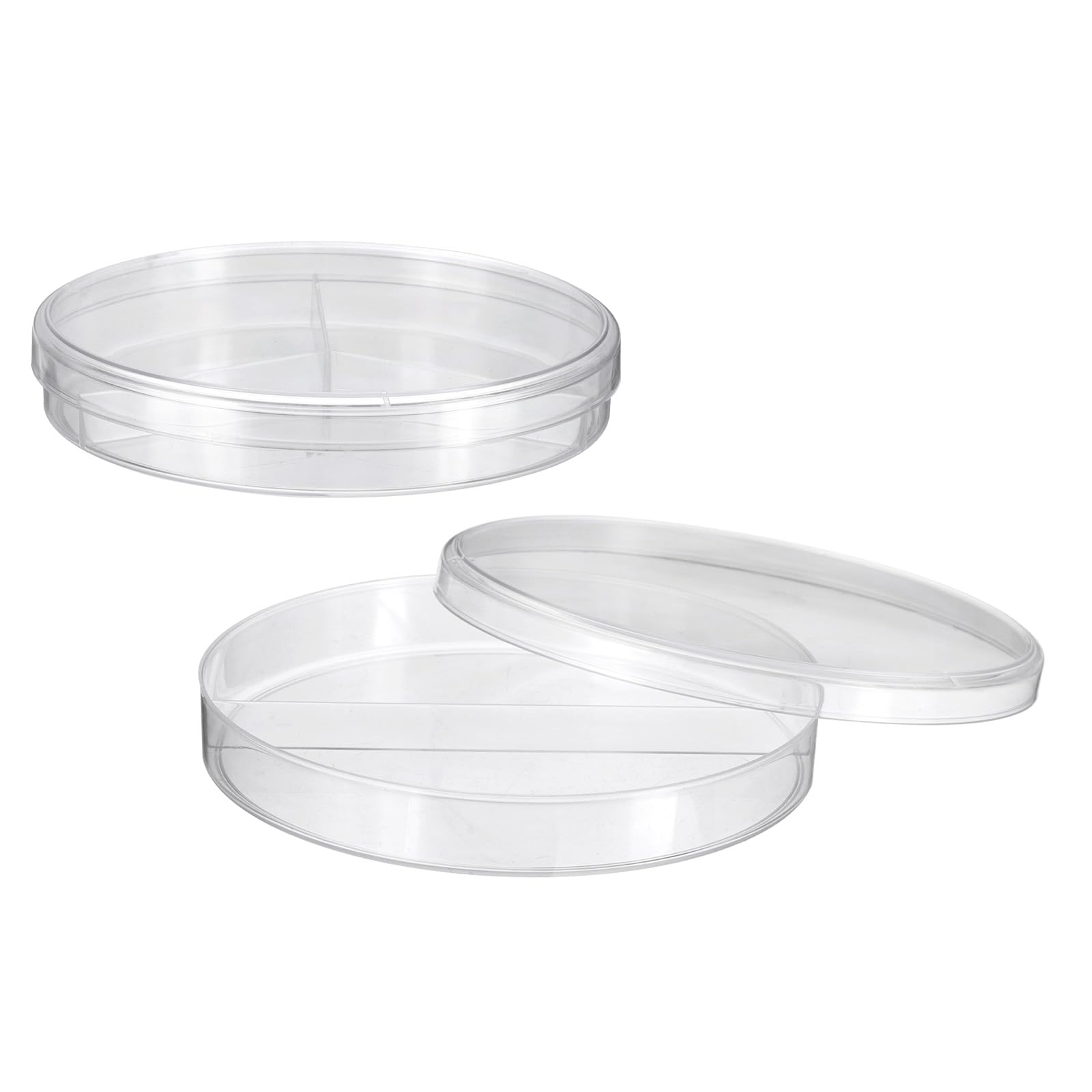 PATIKIL 2 Pack 90mm/3.5 Inch Plastic Petri Dishes with Lids, 2 Compartments Culture Dish Tissue Culture Plate for Lab Science Experiments, Clear