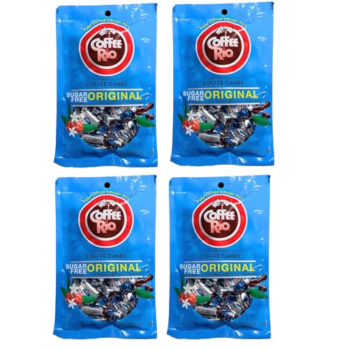 Coffee Rio Sugar Free Original Coffee Candy, Pack of 4 (3 oz Each) - Individually Wrapped Sugar Free Hard Candies Blended w/Fresh Dairy Cream - Perfect for Office Candy Bowl, Buffet- Kosher Certified