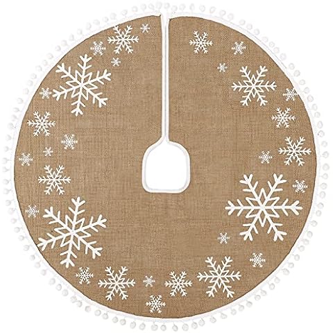 N&T NIETING 30 Inch Burlap Christmas Tree Skirt Cover