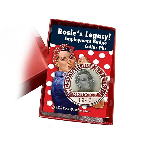 Image of Rosie the Riveter Collar Pin, Authentic Style We Can Do It! Employment Pin, Historically Accurate WW2-Style Enamel Collar Pin, Includes Gift Box