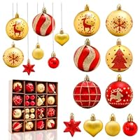 Vasiumic Weihnachtskugeln 8cm - Gold, Rot, Schwarz Set