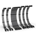 EZDIY-FAB PSU Cable Extension Kit, 16AWG Power Supply Extension, 1x24Pin/2x4+4 EPS/3x6+2 PCI-E, Custom PC Sleeve Cable 300MM with Combs - Carbon