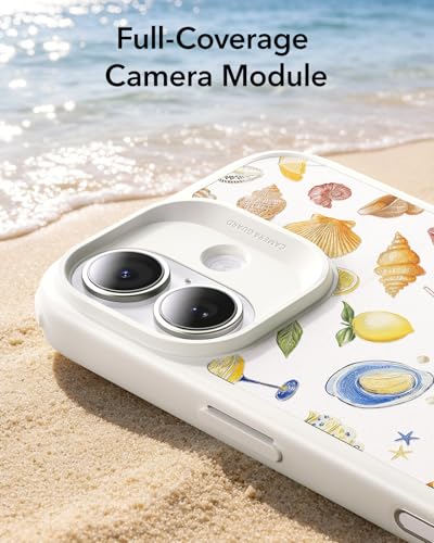 Image of ESR for iPhone 17 Case, Camera Control Cover, Compatible with MagSafe, Shockproof Military-Grade Protection, Magnetic Case for iPhone 17, Classic Hybrid, Coastal Summer, Cream White