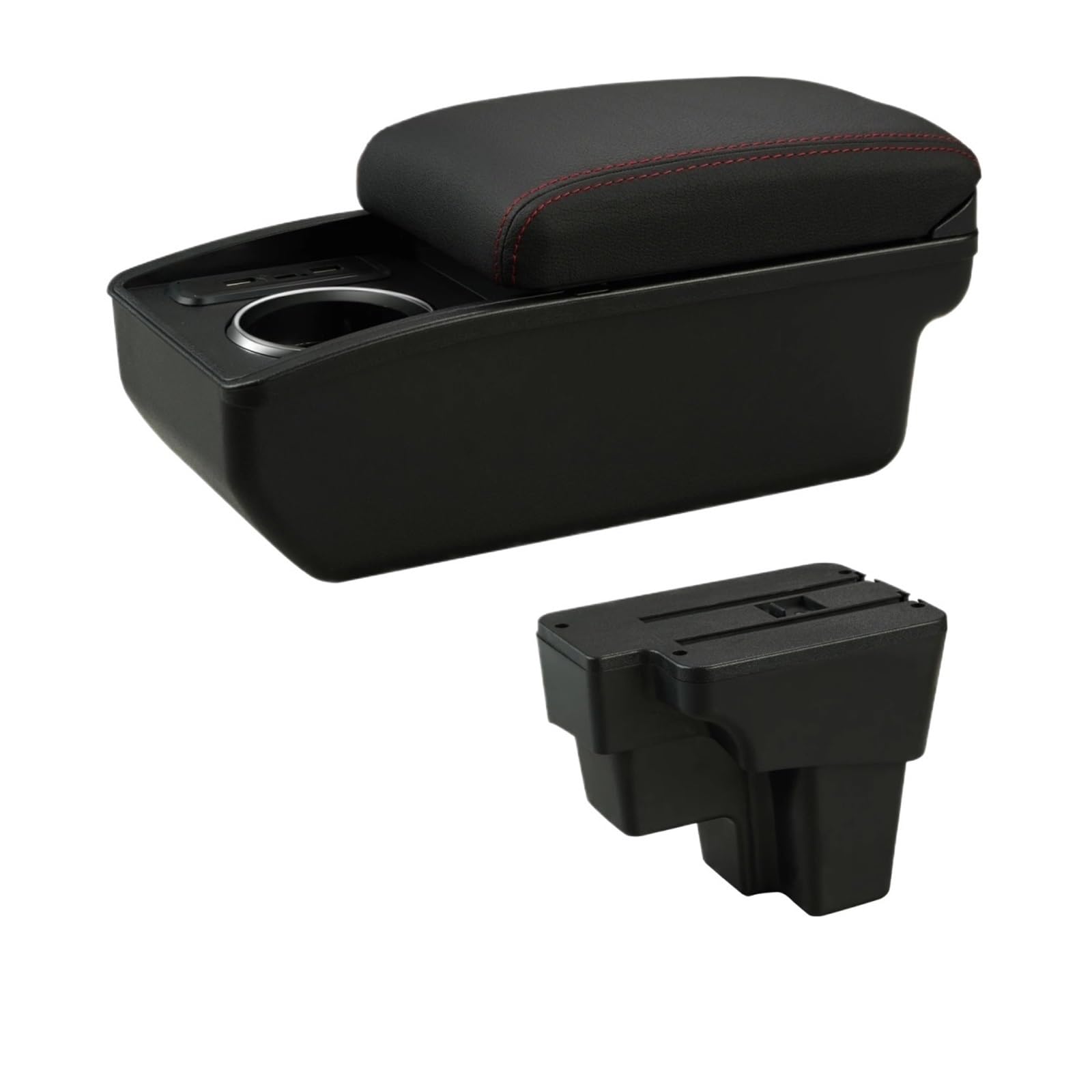 UMDJJU For KIA For RIO 2003-2007 Car Armrest Retrofit Part Storage Box Accessorie Car Centre Console Armrest Box(C1 Red Line 6USB)
