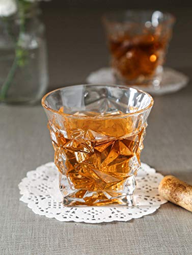 Image of LUXU Whiskey Glass 310 ML, Transparent, Premium Crystal Diamond-Cut Tumblers for Scotch, Bourbon, Rum, Cocktails - Elegant Party for Home, Office, Cafe, Wedding, Parties, Gifts Set of 6 (RPK-6)