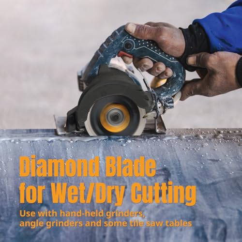 Image of POWERTEC 4-1 /2 Inch Diamond Saw Blades for Angle Grinder - 1 Pack, Super Thin Turbo Mesh Rim Blades for Cutting Porcelain, Granite & Ceramic Tiles, 4.5 inch Diamond Blades (14000)