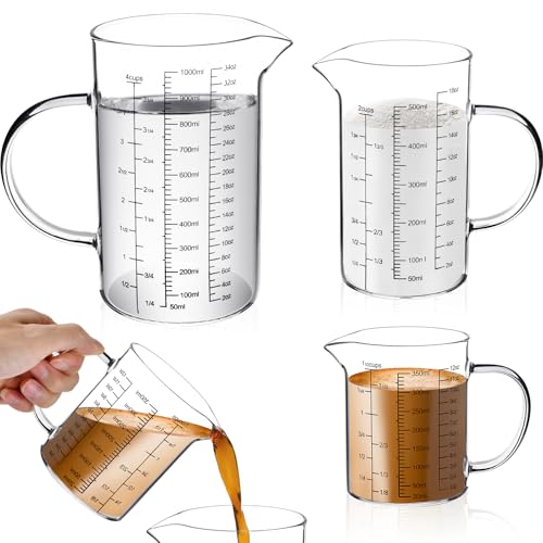 3 Pack Vasos Medidores de Vidrio 1, 2 y 4 Tazas miniatura 1
