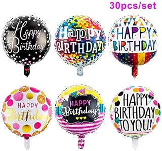 NPLUX 18" Happy Birthday Foil Balloons Round Mylar Helium Balloon Party Decorations Supplies