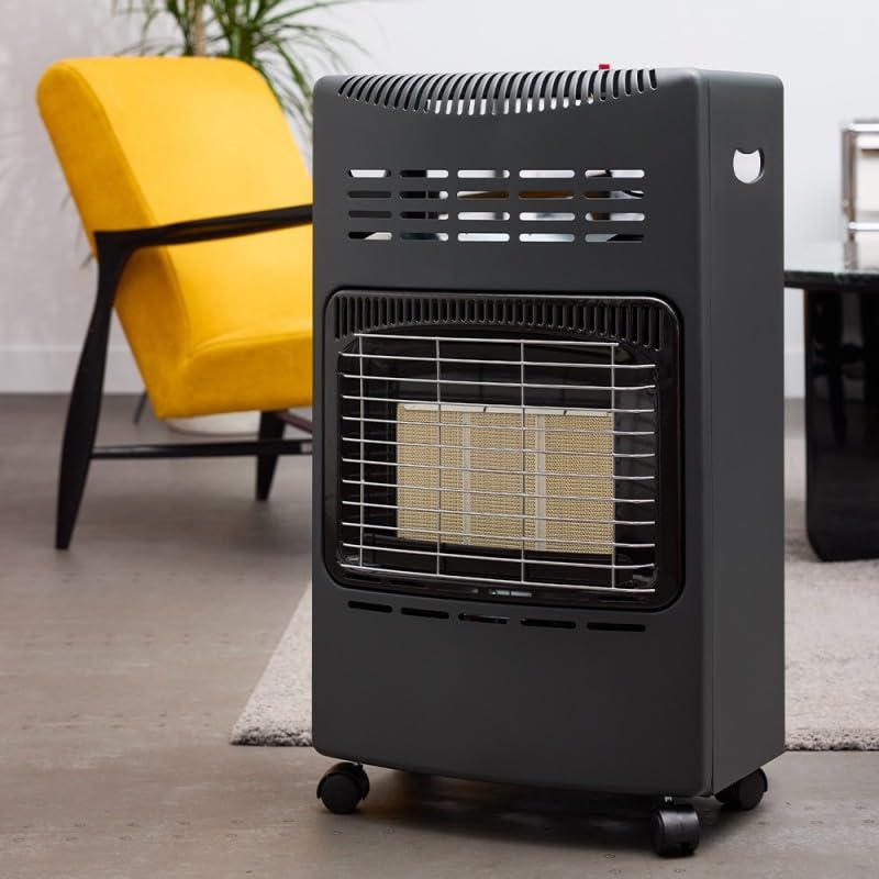 FAVEX - Chauffage d'appoint gaz 4200 - Prêt à l'emploi livré avec Tuyau et détendeur-Intérieur-Brûleur céramique Infrarouge-3 Puissances de Chauffe-jusqu'à 40 m², Acier, Noir