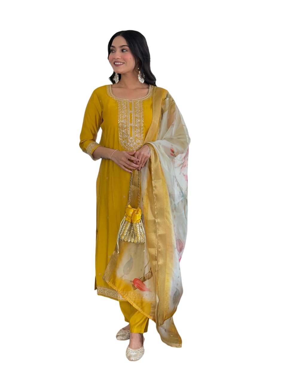 Women's Suit Set, Traditional Indian Ethnic Formal (in, Alpha, S, Big, MUSTURD)
