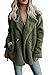 EFOFEI Femme Vintage Hiver Chaud Peluche Blouson Blazer Zippé Blouson Bouton Blouson Devant Ouvert Poches Vert 3XL