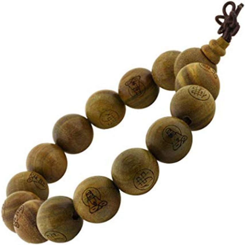 Tibetan Buddhist Green Sandalwood Beads 15mm,Scented Sandalwood Link Wrist Crafts Beads Bracelet,Fashion Gifts for Men Women