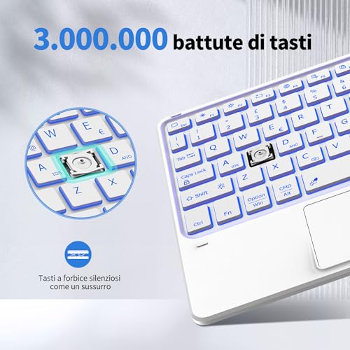 Teclado Bluetooth inalámbrico con touchpad integrado CACOE retroiluminado blanco 6