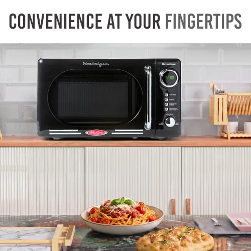 Nostalgia Retro Compact Countertop Microwave Oven - 0.7 Cu. Ft. - 700-Watts with LED Digital Display - Child Lock - Easy Clean Interior - Black - image 9