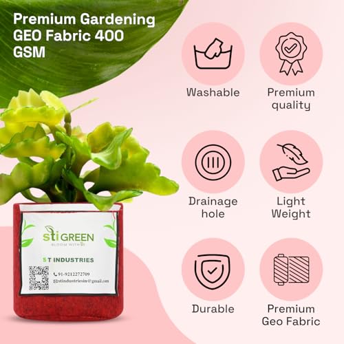 Image of Geo Fabric Grow Bags for Plants 4X4 Inch (Pack of 4) | 400 GSM Heavy Duty UV-Protected Round Maroon Colour Plant Bags for Terrace and Vegetable Gardening | Strong & Reusable|