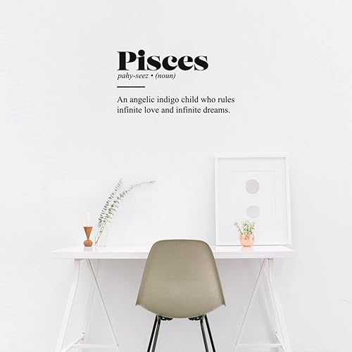 Calcomanía de vinilo para pared, definición de signo del zodiaco de Piscis, 13.5 x 25 pulgadas, calcomanía inspiradora de astrología moderna y