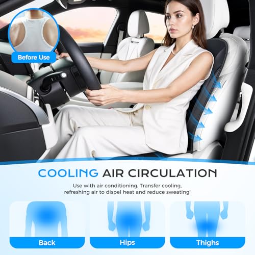 Image of Coverado 8 Cooling Fans Car Seat Cover, 2026 New Upgrade 12V-24V Ventilated Cushion, Cool Protector for Car SUV Pickup Universal Fit, Jet Black